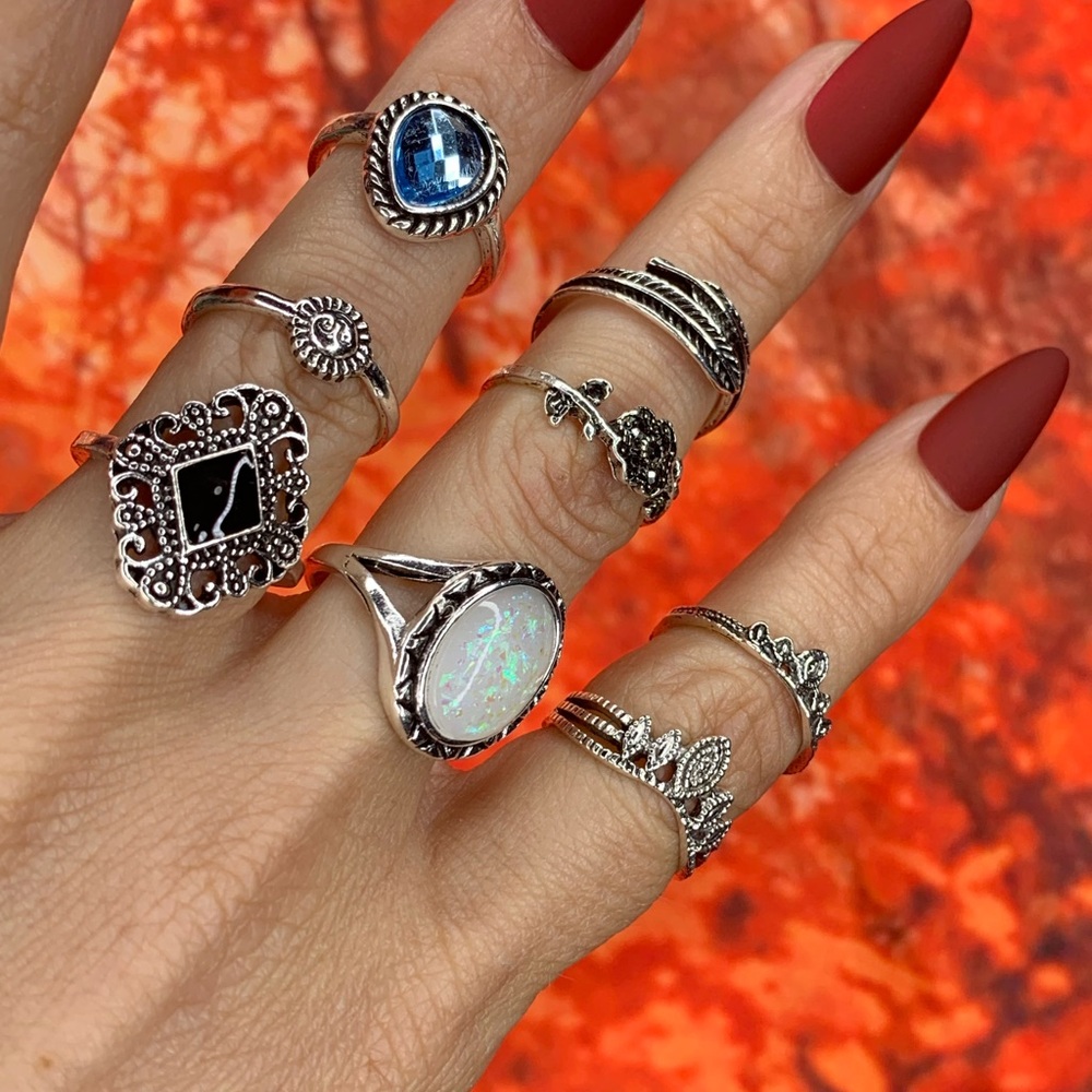 3/$10 NEW Boho Style Rings & MIDI Rings Design Mix / silver tone Bundle NWOT - Picture 5 of 8